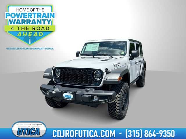 2026 Jeep Wrangler WRANGLER 4-DOOR WILLYS in Bright White Clear-Coat Exterior Paint — front three-quarter view