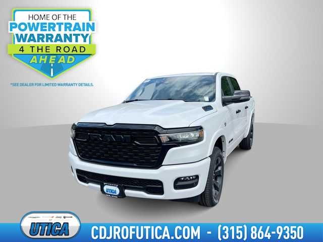 2026 RAM Ram 1500 RAM 1500 BIG HORN CREW CAB 4X4 5'7' BOX in Bright White Clear-Coat Exterior Paint — front three-quarter view