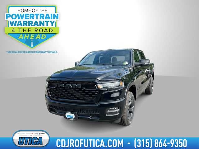 2026 RAM Ram 1500 RAM 1500 BIG HORN CREW CAB 4X4 5'7' BOX in Diamond Black Crystal Pearl-Coat Exterior Paint — front three-quarter view