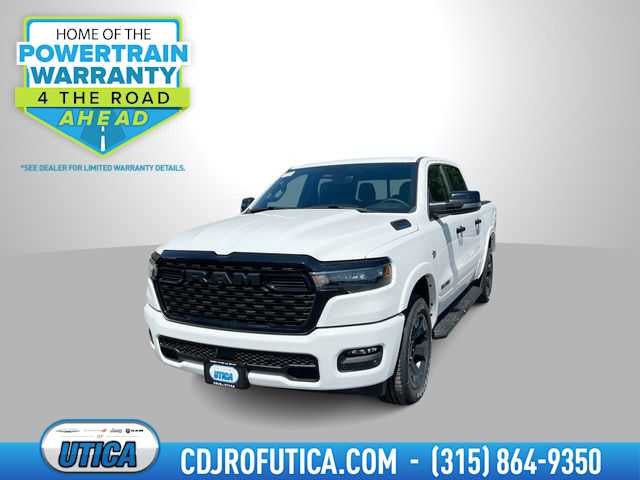 2026 RAM Ram 1500 RAM 1500 BIG HORN CREW CAB 4X4 5'7' BOX in Bright White Clear-Coat Exterior Paint — front three-quarter view