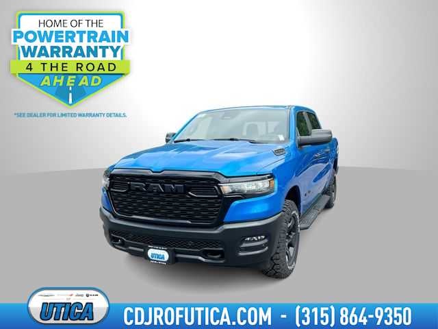 2026 RAM Ram 1500 RAM 1500 WARLOCK CREW CAB 4X4 5'7' BOX in Hydro Blue Pearl-Coat Exterior Paint — front three-quarter view