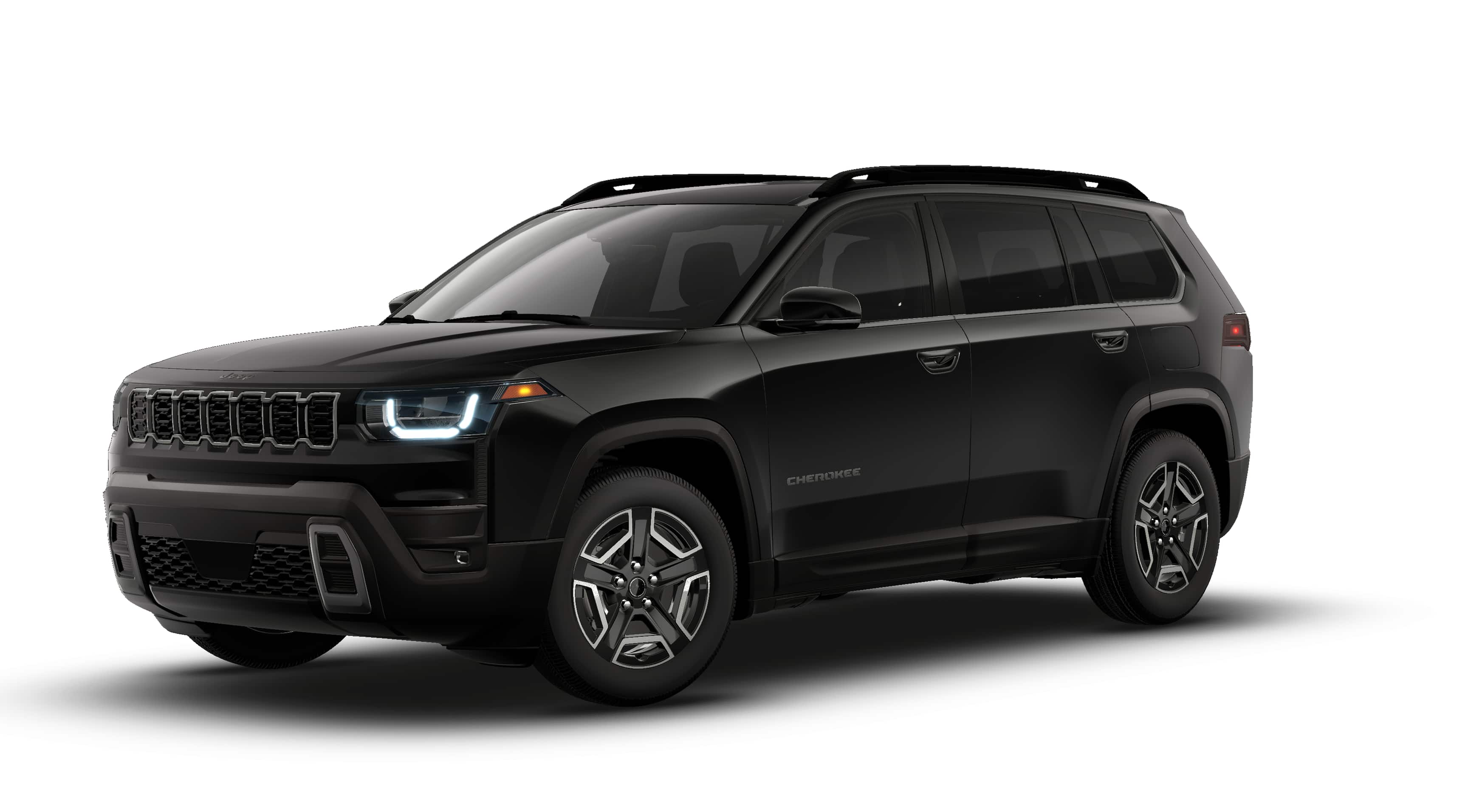2026 Jeep Cherokee CHEROKEE LAREDO 4X4 in Diamond Black Crystal Pearl-Coat Exterior Paint — front three-quarter view