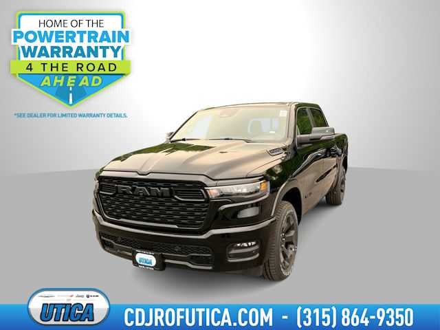 2026 RAM Ram 1500 RAM 1500 BIG HORN CREW CAB 4X4 5'7' BOX in Diamond Black Crystal Pearl-Coat Exterior Paint — front three-quarter view