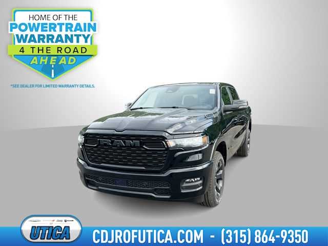 2026 RAM Ram 1500 RAM 1500 BIG HORN CREW CAB 4X4 5'7' BOX in Diamond Black Crystal Pearl-Coat Exterior Paint — front three-quarter view
