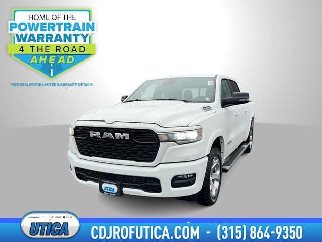 2026 RAM Ram 1500 RAM 1500 BIG HORN CREW CAB 4X4 5'7' BOX in Bright White Clear-Coat Exterior Paint — front three-quarter view