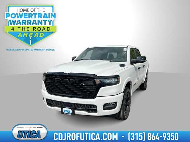 2026 RAM Ram 1500 RAM 1500 BIG HORN CREW CAB 4X4 5'7' BOX in Bright White Clear-Coat Exterior Paint — front three-quarter view