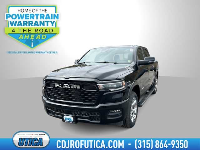 2026 RAM Ram 1500 RAM 1500 BIG HORN CREW CAB 4X4 5'7' BOX in Diamond Black Crystal Pearl-Coat Exterior Paint — front three-quarter view