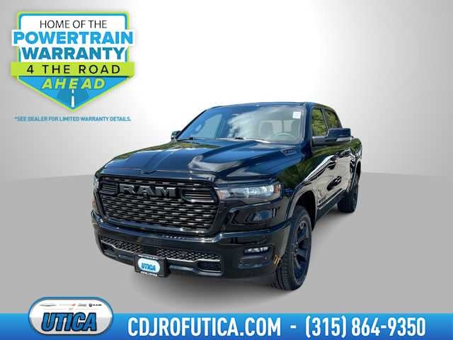 2026 RAM Ram 1500 RAM 1500 BIG HORN CREW CAB 4X4 5'7' BOX in Diamond Black Crystal Pearl-Coat Exterior Paint — front three-quarter view