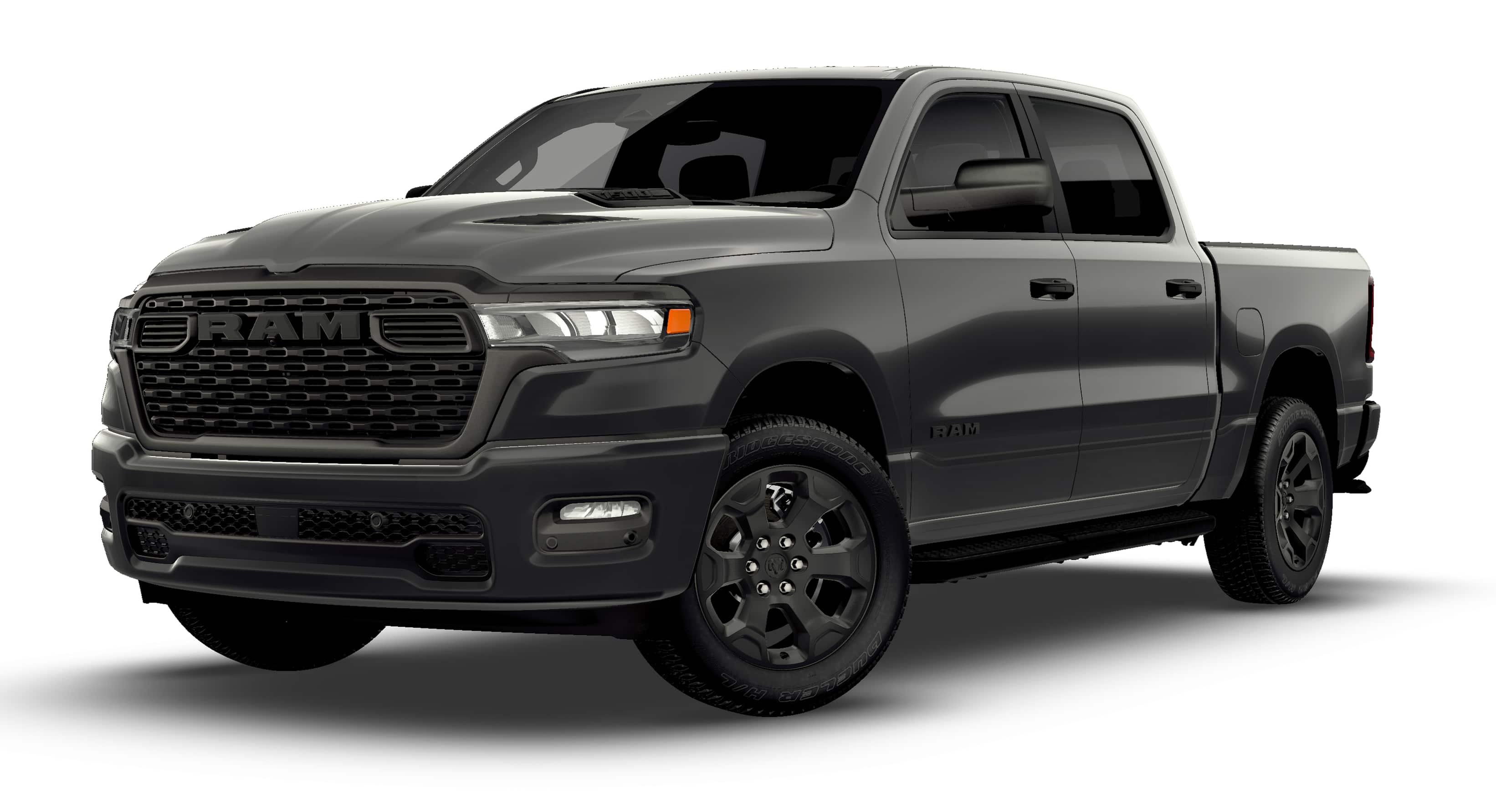 2026 RAM Ram 1500 RAM 1500 EXPRESS CREW CAB 4X4 5'7' BOX in Granite Crystal Metallic Clear-Coat Exterior Paint — front three-quarter view