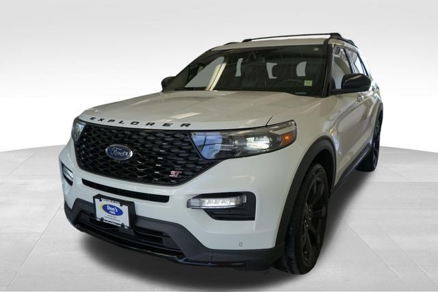 2022 Ford Explorer ST in White Metallic — front three-quarter view