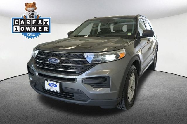 2022 Ford Explorer XLT in Gray Metallic — front three-quarter view