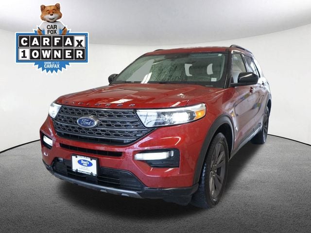 2023 Ford Explorer XLT in Red Metallic — front three-quarter view