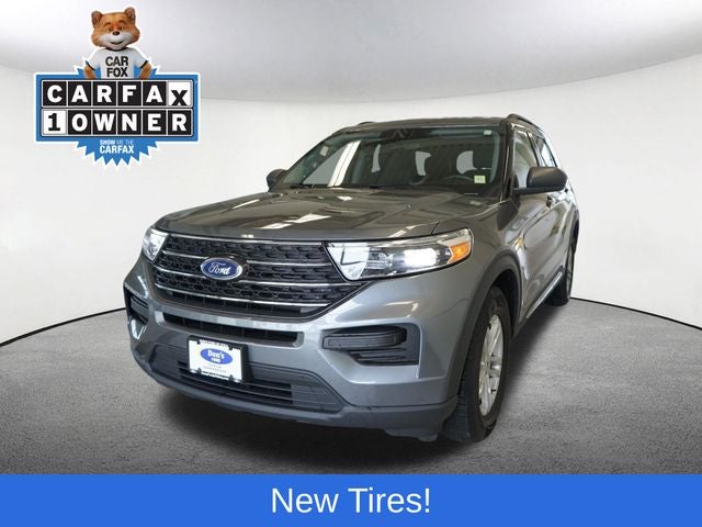 2023 Ford Explorer XLT in Gray Metallic — front three-quarter view