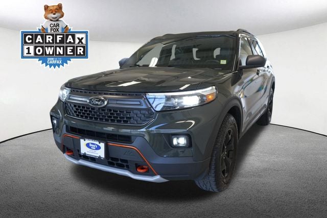 2024 Ford Explorer Timberline in Green Metallic — front three-quarter view