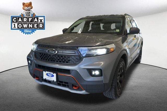 2022 Ford Explorer Timberline in Gray Metallic — front three-quarter view