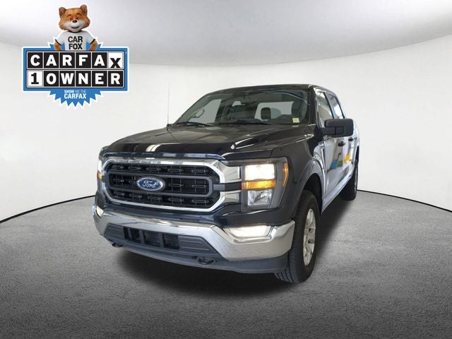 2023 Ford F-150 XLT in Blue Metallic — front three-quarter view