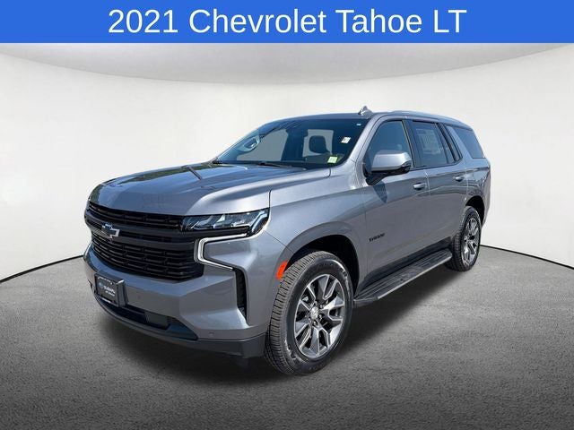 2021 Chevrolet Tahoe LT in Satin Steel Metallic — front three-quarter view