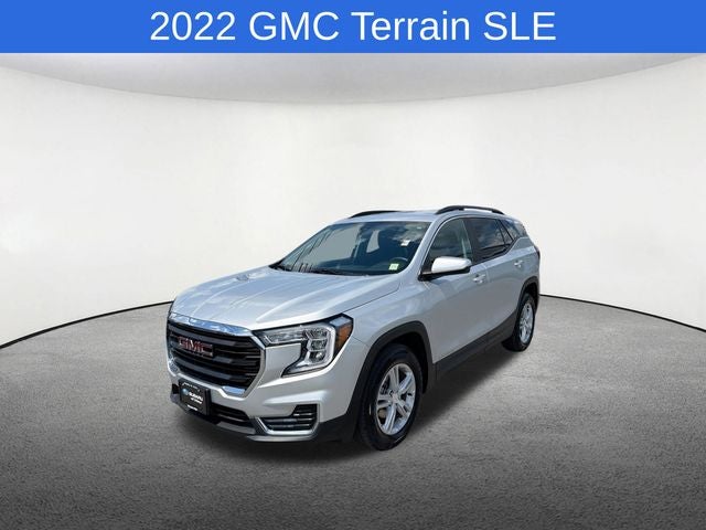 2022 GMC Terrain SLE in Quicksilver Metallic — front three-quarter view