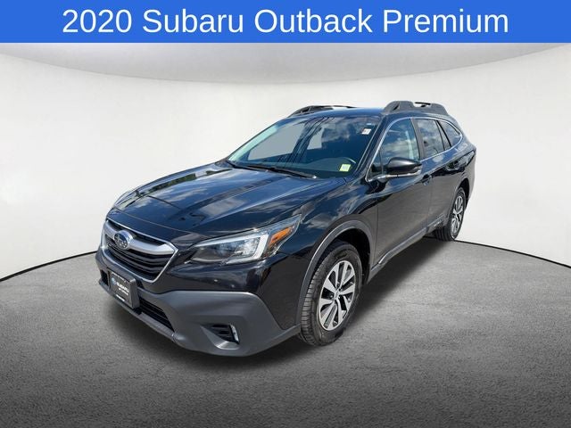 2020 Subaru Outback Premium in Crystal Black Silica — front three-quarter view