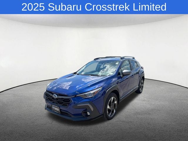 2025 Subaru Crosstrek Limited in Sapphire Blue Pearl — front three-quarter view