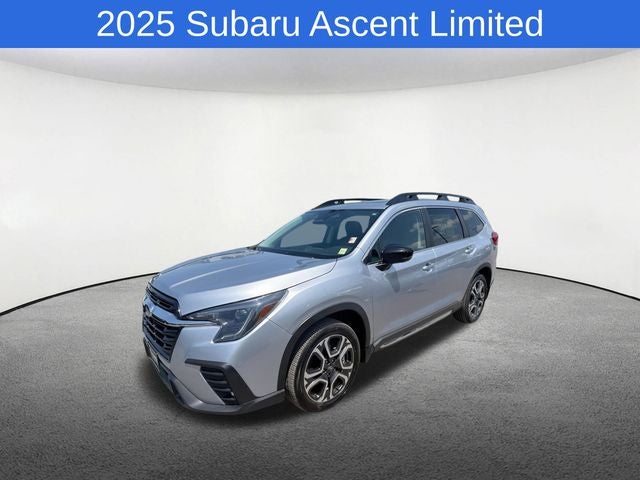 2025 Subaru Ascent Limited in Ice Silver Metallic — front three-quarter view