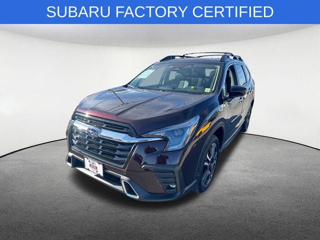 2025 Subaru Ascent Touring in Mahogany Pearl — front three-quarter view