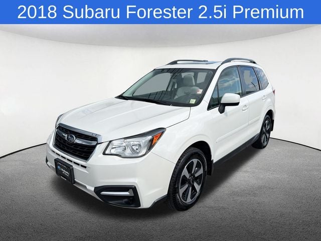 2018 Subaru Forester 2.5i Premium in Crystal White Pearl — front three-quarter view