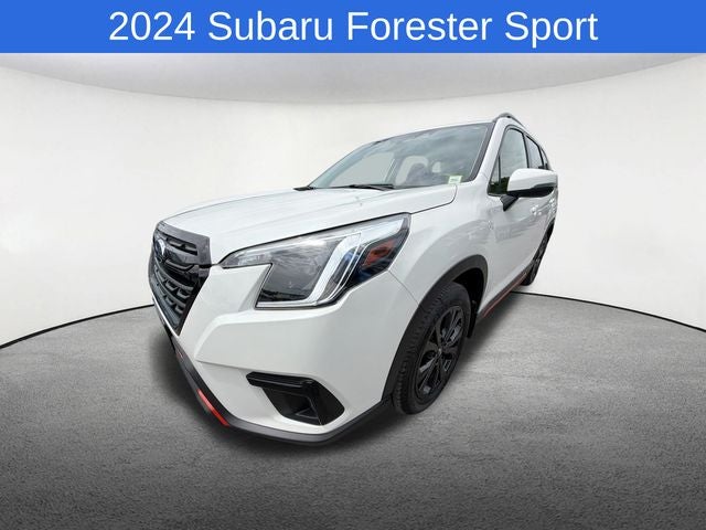 2024 Subaru Forester Sport in Crystal White Pearl — front three-quarter view