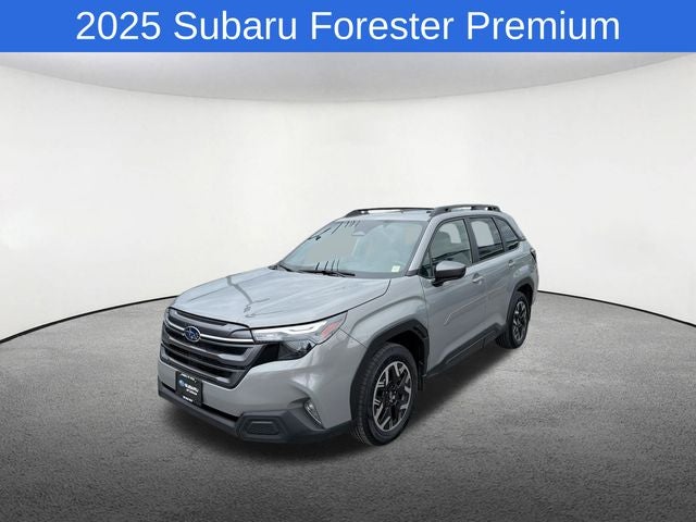 2025 Subaru Forester Premium in River Rock Pearl — front three-quarter view